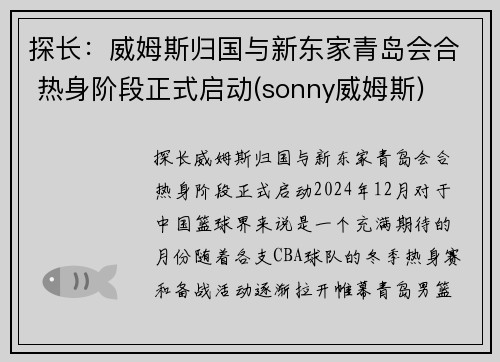 探长：威姆斯归国与新东家青岛会合 热身阶段正式启动(sonny威姆斯)