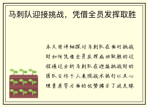 马刺队迎接挑战，凭借全员发挥取胜